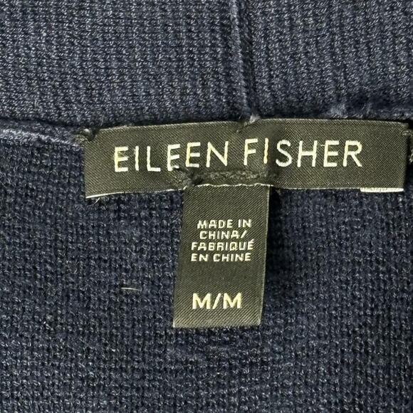 Eileen Fisher Silk Cotton Blend Drape Cardigan Navy Blue Size Medium - Picture 6 of 8